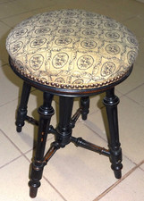 Tabouret de piano ancien rond, réglable en hauteur, style Napoléon III