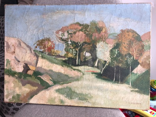 Tableau ancien huile paysage - tableau,
