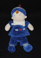 Peluche doudou garçon marin MOTS D'ENFANTS bleu poisson 25 cm NEUF