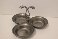 Ancien Etain du Manoir Etain France Serviteur 3 pièces tête poisson france Paris