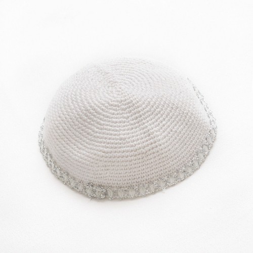Kippa maille 17cm - maille, blanche