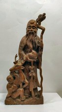 Ancienne statue chinoise en bois DE SHOU XING Dieu de la Sagesse