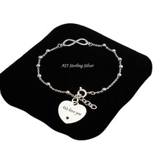 Bracelet Chaîne Infini En Argent Sterling 925 Avec Cœur Personnalisé Gravé