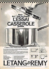 PUBLICITE ADVERTISING 055  1966  LETANG & REMY  casserole TRIPLINOX à l'essai