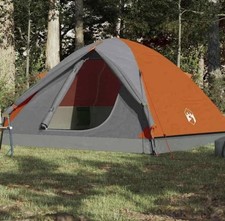 Tente De Camping A Dôme 3 Personnes Auvent Intégré Parois Latérales Imperméable