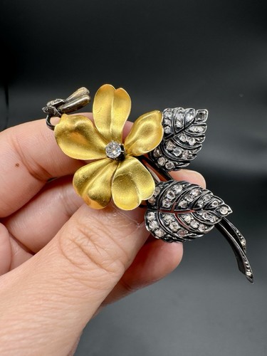 Broche ancienne fleure diamant - broche,