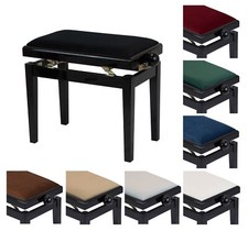 Banc de Piano Noir, Brillant, Teinte Sellerie au Choix, Rouge, Bleu U.A