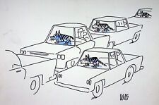 [HUMOUR - PRESSE] Guy VALLS : Curieux Embouteillage - Dessin Original signé