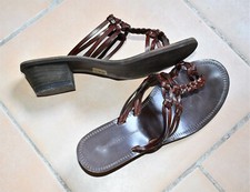 Sandale cuir marron tressé
