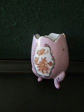 VASE OEUF PORCELAINE  DECOR  FLEURS PAPILLON  OR  ROSE FOREIGN