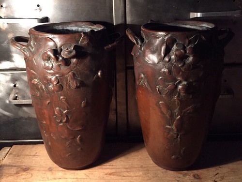 Paire vases art nouveau cuivre - nouveau,