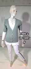 Zadig & Voltaire Deluxe Taille 38 superbe gilet vert gris femme coton cardigan