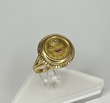 Bague d’Amour  A.AUGIS en Or Jaune 18 K  / Diamant + Pierres rouges / Réf MP265