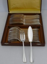 Ravinet d'Enfert Filet Perles, 12 couverts à poisson, 24 pièces, métal argenté.