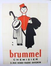 AFFICHE ANCIENNE ORIGINALE LITHO René GRUAU BRUMMEL CHEMISIER AVIGNON GROOM 1950