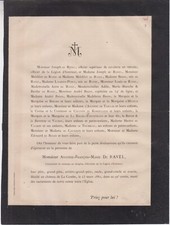 1881 Faire-part décès Antoine-François-Marie de RAVEL Valence Cliousclat Drôme