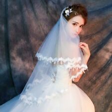 blanc floral femme mariage tête voile tulle mariée dentelle maille avec peigne