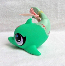 LITTLEST PETSHOP LPS #3060 HASBRO DAUPHIN DAUPHINE DELPHIN VERT YEUX VIOLET NOEU