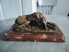 Bronze Lévrier afghan couché, au repos, signé XIXème dlg paul gayrard