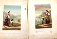 Paire de gouaches ecole