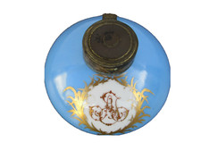 Encrier porcelaine bleu