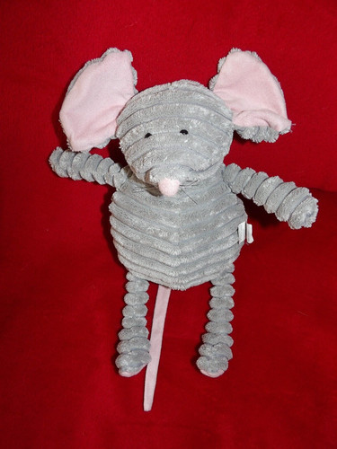 Doudou peluche souris grise - grise, et