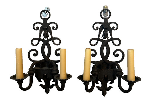 Pair cast iron light - cast,