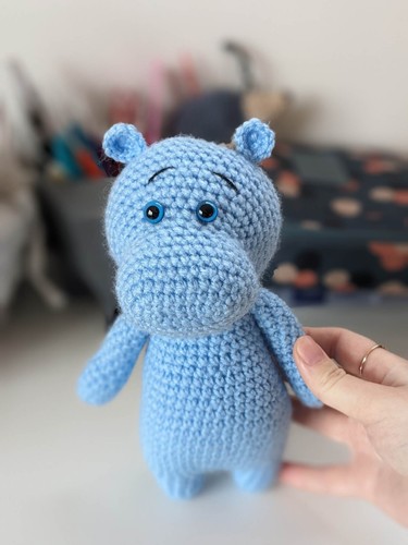 Hippopotame bleu doudou - hippopotame, bleu,