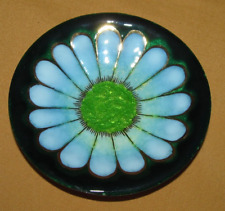 Petite coupelle émail émaux d'Art Broussy Limoges décor floral blanc