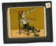 Diapositive lanterne magique? humoristique comique le fumeur pipe nausée c.1900