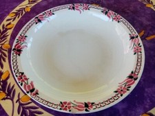 Plat Rond Creux Faience Saint Amand Céranord Modèle 661 Floral Rose Vert 29,5cm