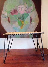 Table basse métal et rotin de