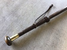 Ancienne Cannes Makila Basque Cuir Tressé Pommeau Corne de Bovin