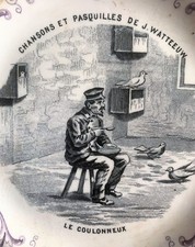 gien - assiette publicitaire chanson tourcoing - le coulonneux - pigeon voyageur