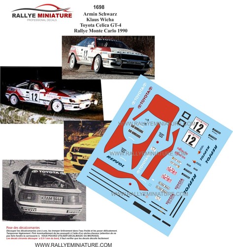 Decals ref 1698 toyota - 1/43,