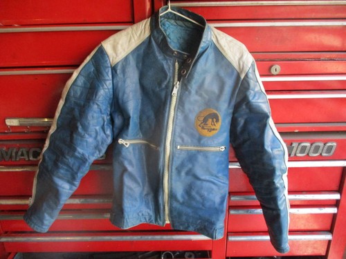 Vintage leather biker jacket - leather,