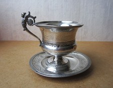 Tasse à chocolat XIXe en argent massif poinçon vieillard Restauration Charles X