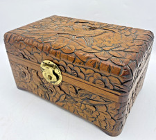 Antique wood carved jewelry box Mid-1900's woodwork sculpture