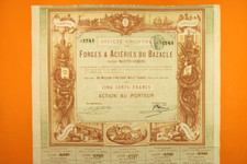 FORGES ET ACIERIES DU BAZACLE / PROCEDES MARTIN SIEMENS 500 FRANCS TOULOUSE 1877