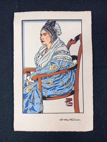Geo fourrier gouache pochoir - gouache,