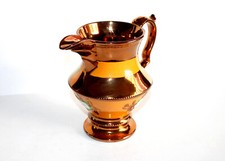 ANCIEN PICHET, CARAFE CRUCHE BROC en FAIENCE DE JERSEY, DECOR FLEUR EMAILLÉ XIXe