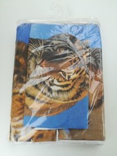 Parure housse de couette + taie TIGRE bleu QUALITE 1 personne