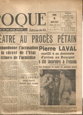 JOURNAL L'EPOQUE DU 2 Aout 1945.Laval à Fresnes.Procès Pétain.2 pages.