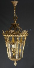 Lanterne d'entrée ou de couloir de style Louis XV en bronze et verre gravé 1960