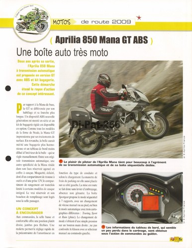 Fiche moto aprilia 850 mana - moto,