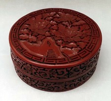 Chinese red lacquered box signed