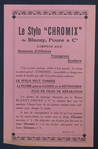 Publicité 1933 plume - publicité,