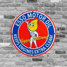 Plaque émaillée ESSO happy