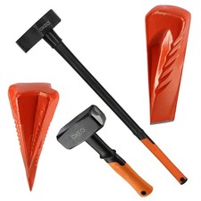 Kit fendeur de bûche manuel bois - 4 outils - 2 coins à bois éclateur acier forg