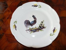 Rare ancienne assiette au coq en faïence de l'est Saint clément  Lunéville 18ème